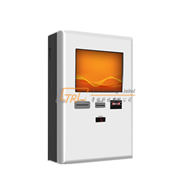 Wall mounted public cash and card payment kiosk with barcode reader